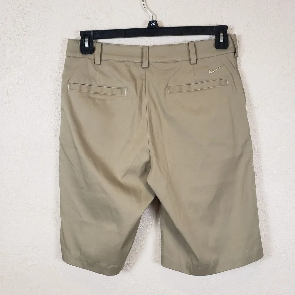 Nike Golf Shorts Men's Size 33 Dri-Fit Standard Khaki Performance Stretch